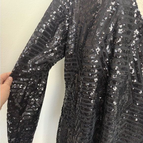 City Chic Women’s Plus Size Black Geometric Sequin Long Sleeve Dress XL 22. - Picture 2 of 7